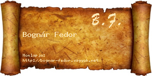 Bognár Fedor névjegykártya